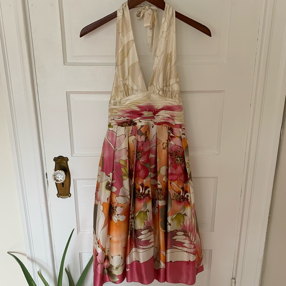 Adrianna Papell Occasions Silk Halter Dress Size 4
